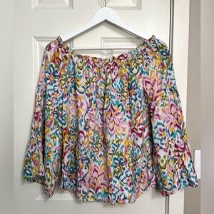 Impressions Colorful Off-Shoulder Blouse NWOT